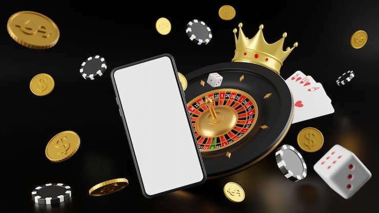Split screen showing Caribbean Stud Poker app on Android phone and iOS home screen with app bookmark